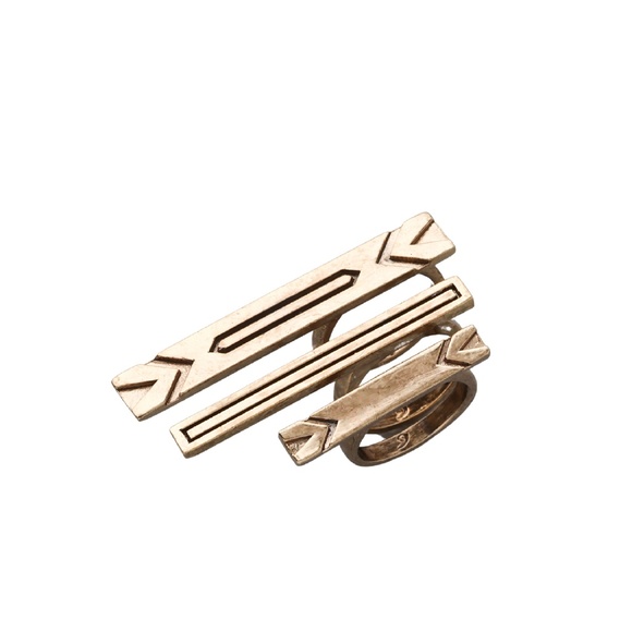 House of Harlow 1960 Jewelry - House of Harlow Engraved 3 Stack Ring in Gold